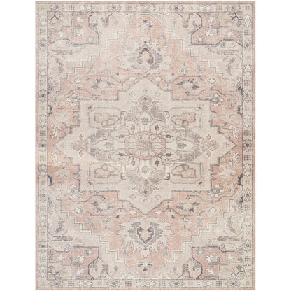 KRISHNA Becki Owens x Livabliss Vintage Traditional Oriental Boho Salmon Area Rug Flat