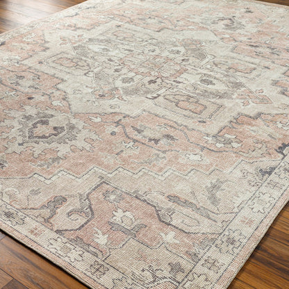 KRISHNA Becki Owens x Livabliss Vintage Traditional Oriental Boho Salmon Area Rug Corner
