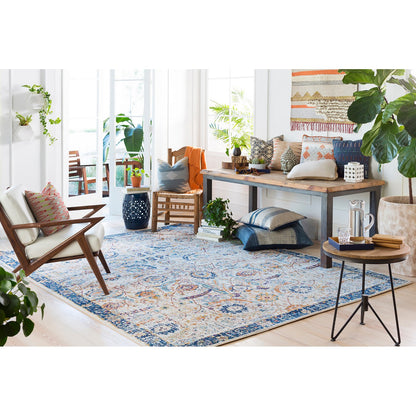 KUSH Vintage Traditional Oriental Boho Blue/Beige Area Rug Roomscene