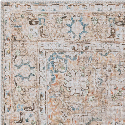 CLARA LAKE Machine Washable Traditional Boho Taupe Area Rug Zoom