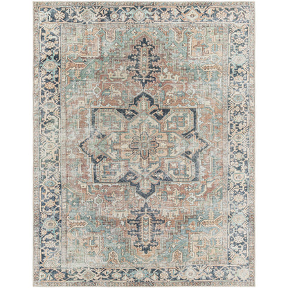 DIDO Machine Washable Traditional Boho Sage Area Rug Flat