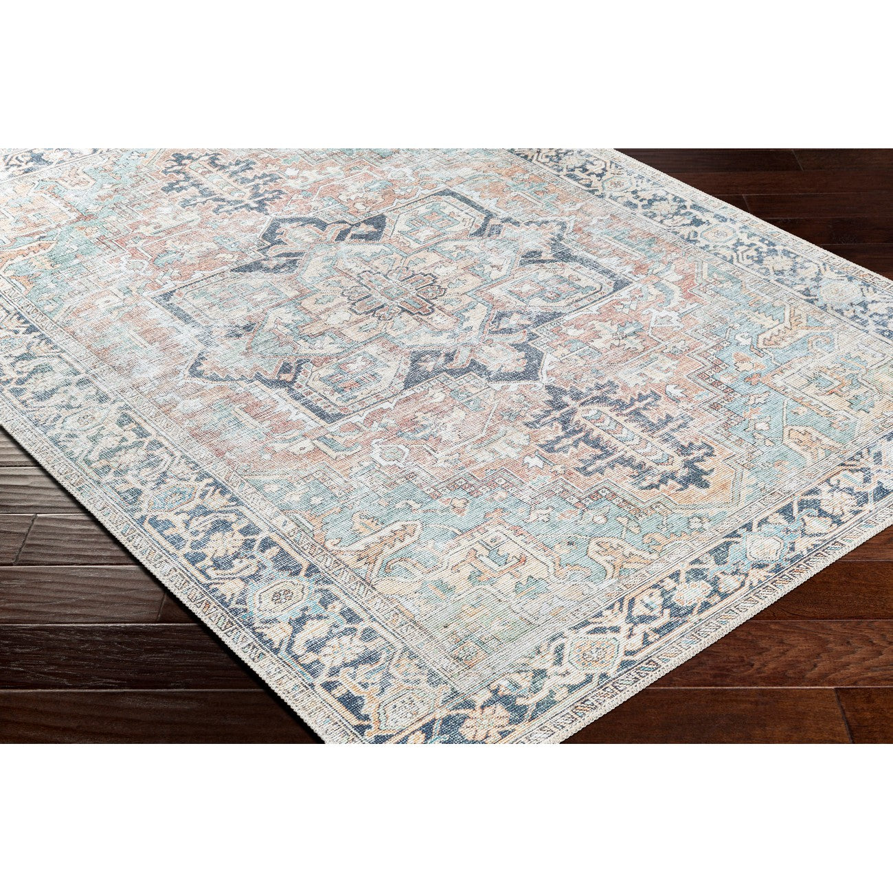 DIDO Machine Washable Traditional Boho Sage Area Rug Corner