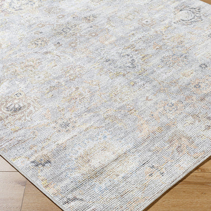 LARA Our PNW Home x Livabliss Vintage Oriental Boho Grey/Light Beige Area Rug Corner