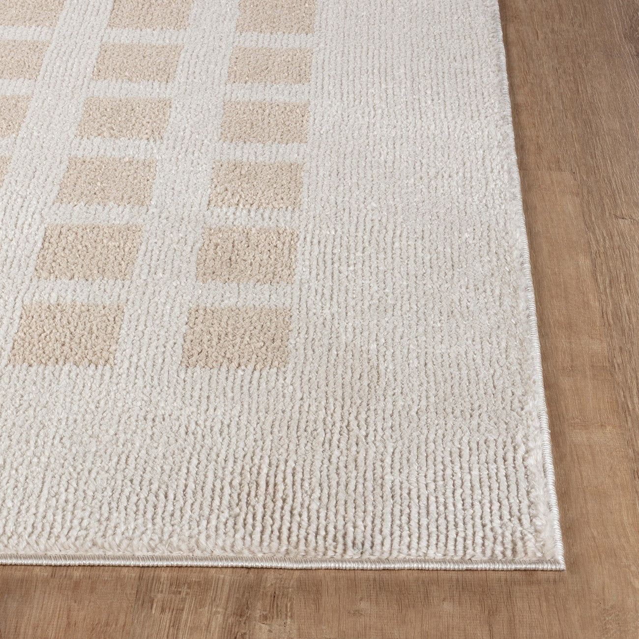 LAURINE Machine Washable Modern Shaggy Beige Area Rug Front