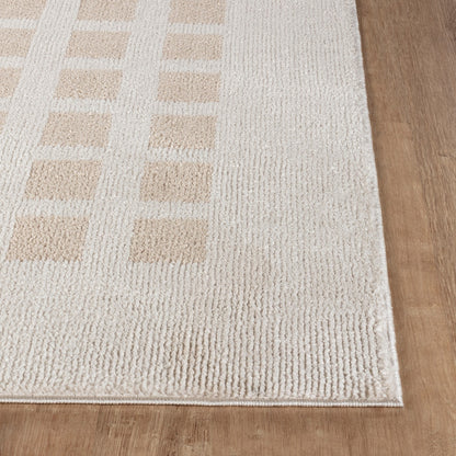 LAURINE Machine Washable Modern Shaggy Beige Area Rug Front