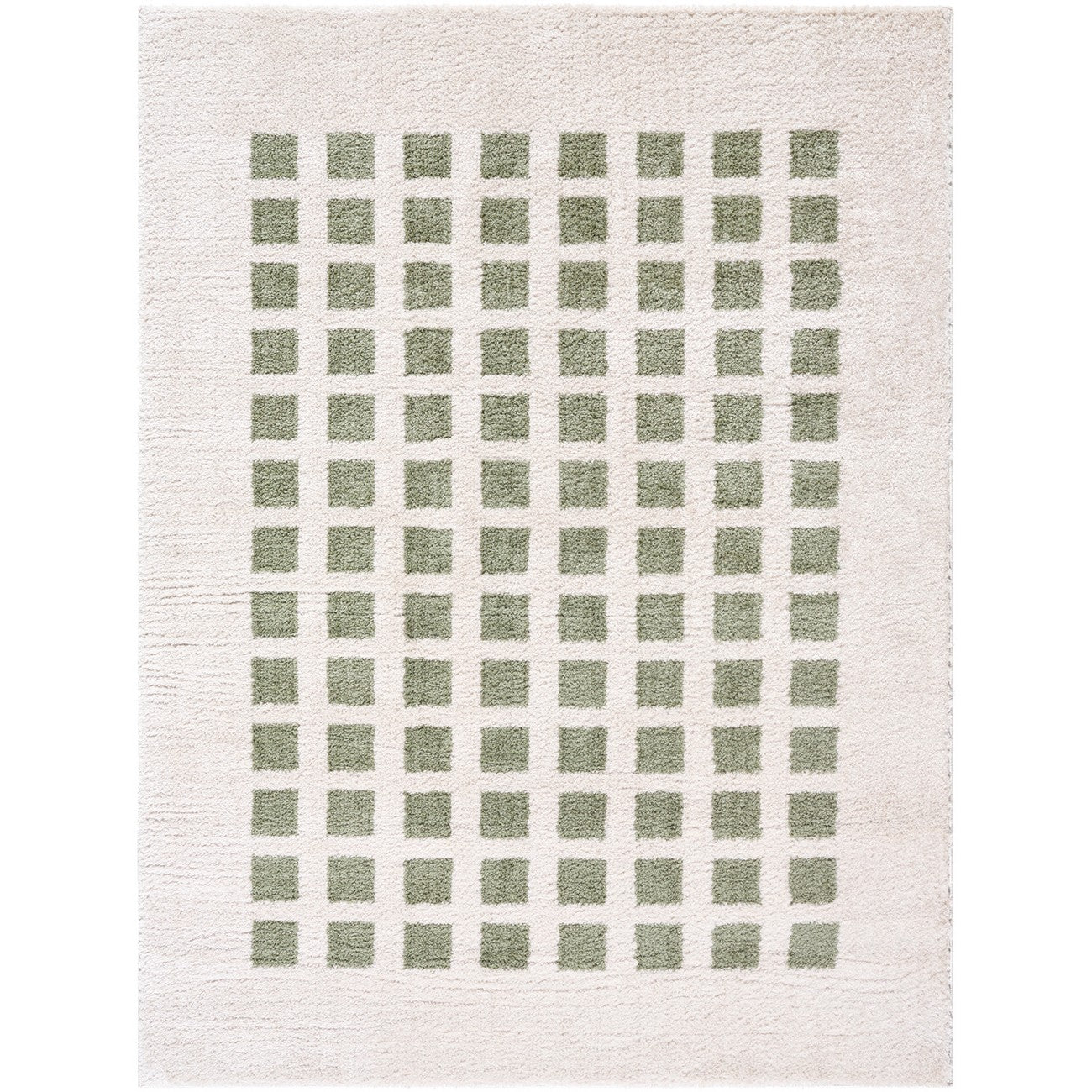 LAURINE Machine Washable Modern Shaggy Grass Green Area Rug Flat