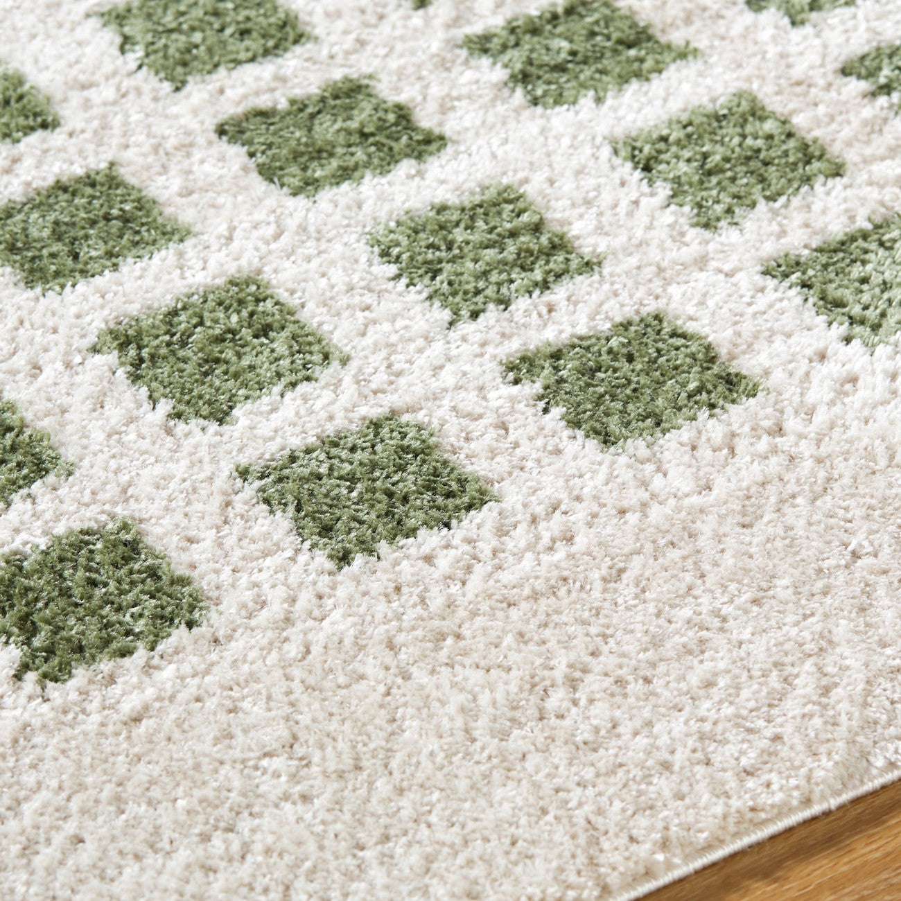 LAURINE Machine Washable Modern Shaggy Grass Green Area Rug Texture