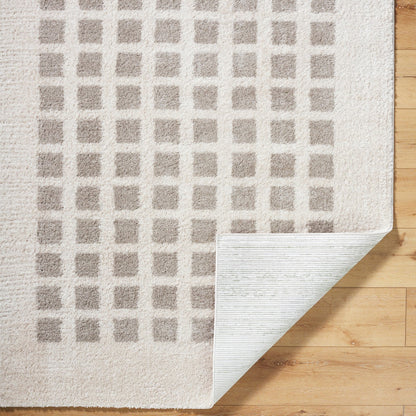LAURINE Machine Washable Modern Shaggy Medium Grey Area Rug Fold