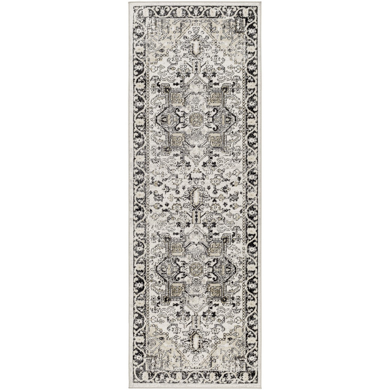 LIANA BADEN Machine Washable Traditional Boho Beige Area Rug Flat