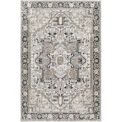 LIANA BADEN Machine Washable Traditional Boho Beige Area Rug Flat
