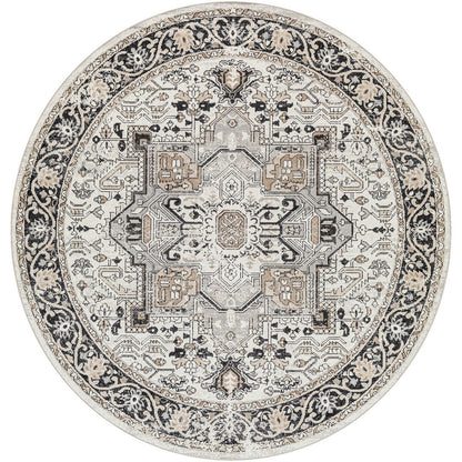 LIANA BADEN Machine Washable Traditional Boho Beige Area Rug Flat