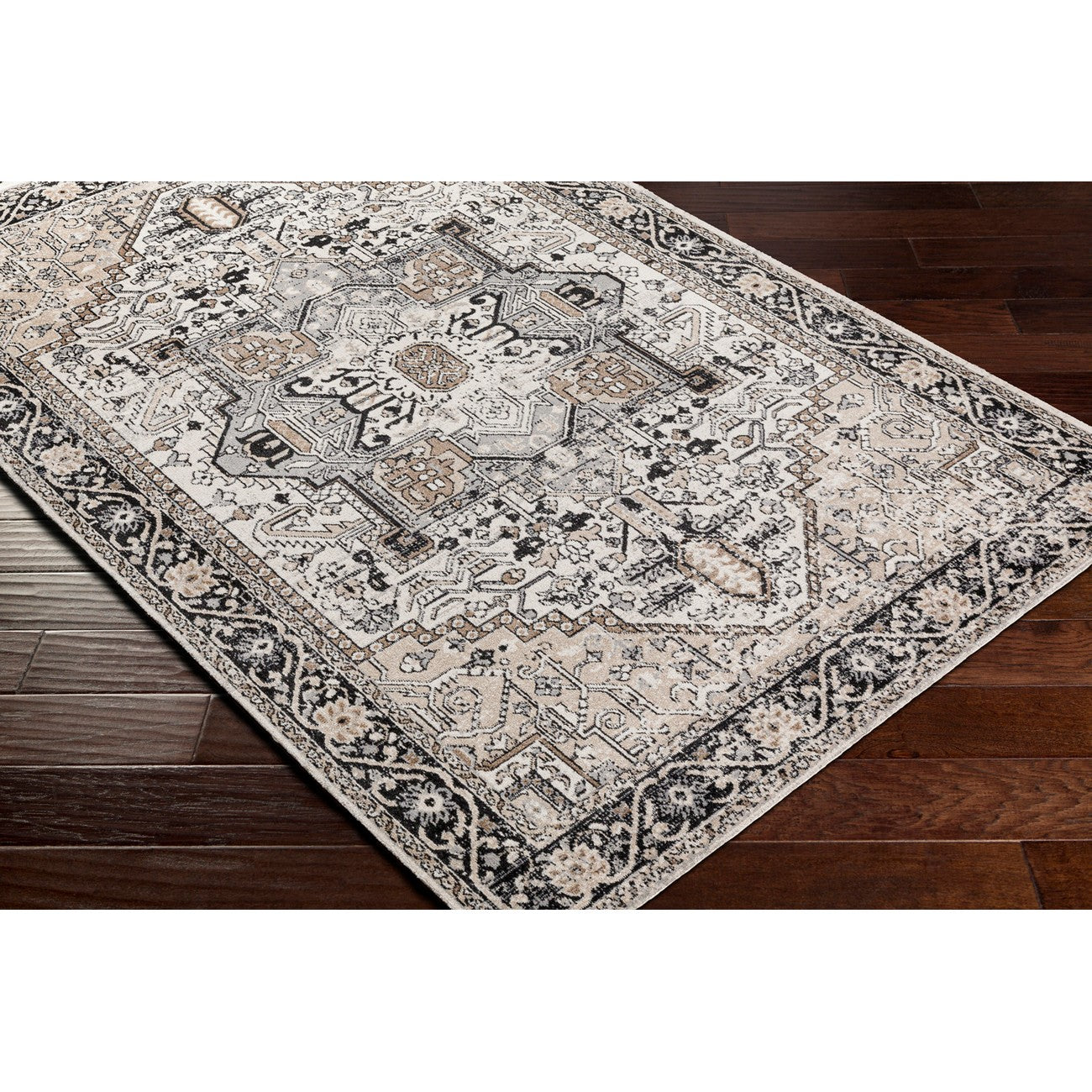 LIANA BADEN Machine Washable Traditional Boho Beige Area Rug Corner