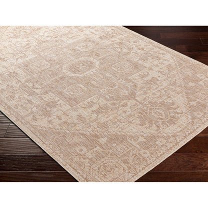 LINDA MAYA Outdoor Oriental Jute-Look Beige Area Rug Corner