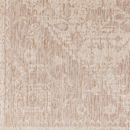 LINDA MAYA Outdoor Oriental Jute-Look Beige Area Rug Swatch