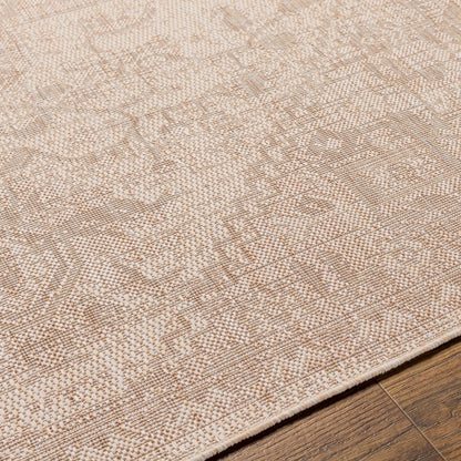 LINDA MAYA Outdoor Oriental Jute-Look Beige Area Rug Texture