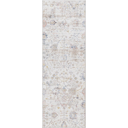 LIVIA HORNE Machine Washable Traditional Boho Ivory Area Rug Flat