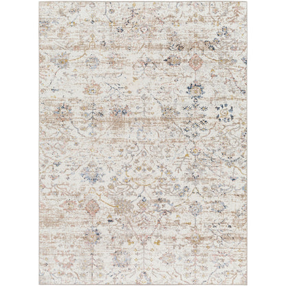 LIVIA HORNE Machine Washable Traditional Boho Ivory Area Rug Flat