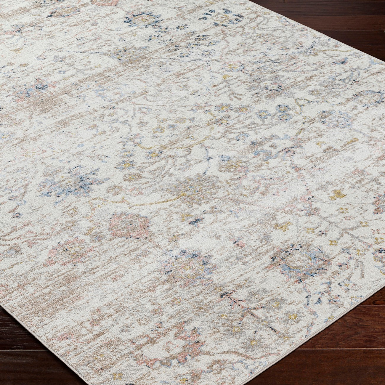 LIVIA HORNE Machine Washable Traditional Boho Ivory Area Rug Corner