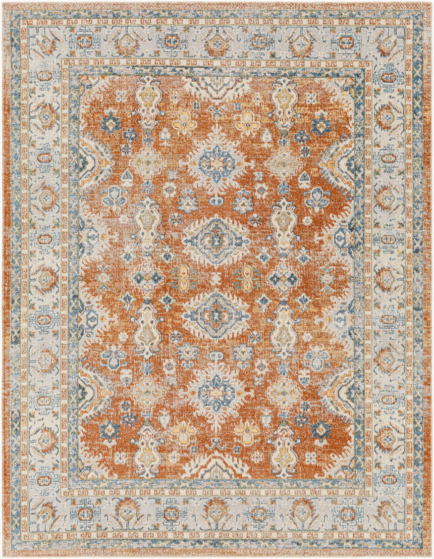 Avni Machine Washable Oriental Boho Burnt Orange Rug