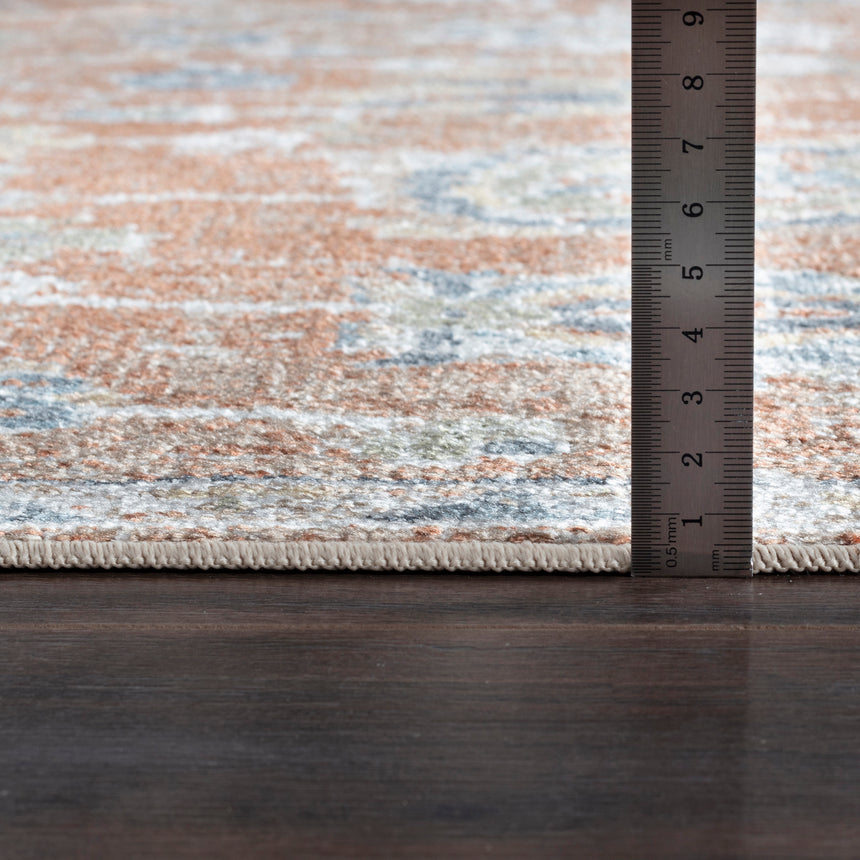 Ruby Machine Washable Oriental Boho Burnt Orange Rug