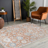Ruby Machine Washable Oriental Boho Burnt Orange Rug