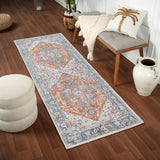 River Machine Washable Oriental Boho Burnt Orange Rug