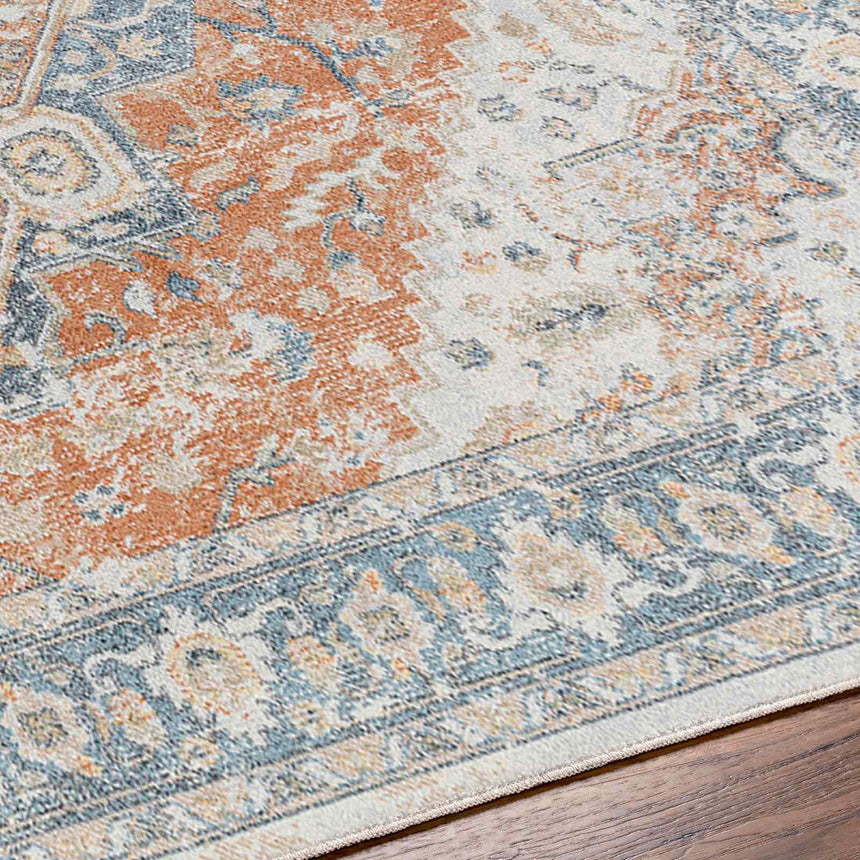 River Machine Washable Oriental Boho Burnt Orange Rug