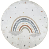 Raini-Bow Kids Machine Washable Multicolour Bedroom Rug