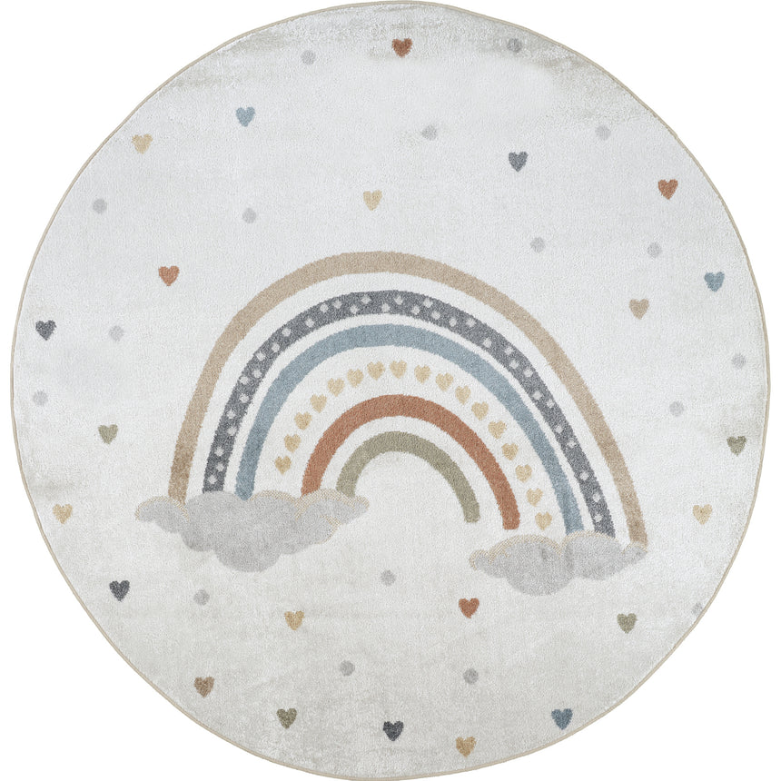 Raini-Bow Kids Machine Washable Multicolour Bedroom Rug