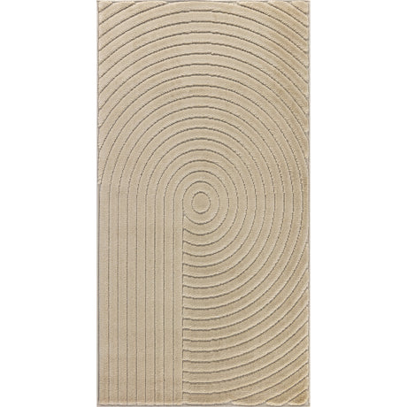Emiko In- & Outdoor 3D High & Low Pile Textured Beige Rug - Image 1