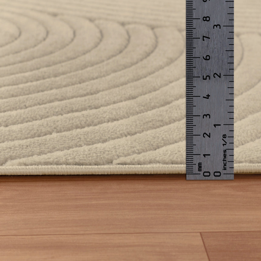 Emiko In- & Outdoor 3D High & Low Pile Textured Beige Rug - Image 7