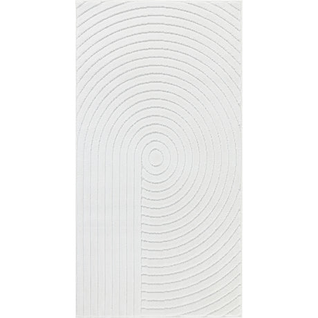 Emiko In- & Outdoor 3D High & Low Pile Textured White Rug - Image 1