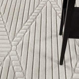 Mitsuko In- & Outdoor 3D High & Low Pile Textured White Rug