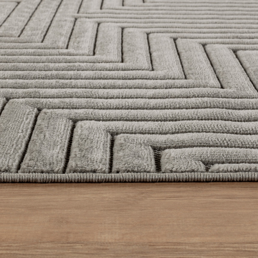 Naoko In- & Outdoor 3D High & Low Pile Textured Grey Rug
