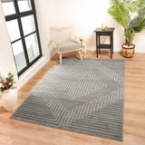 Naoko In- & Outdoor 3D High & Low Pile Textured Grey Rug