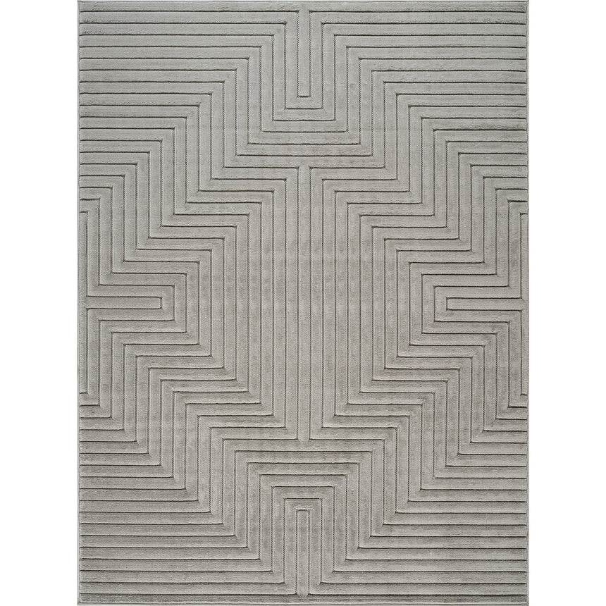 Naoko In- & Outdoor 3D High & Low Pile Textured Grey Rug