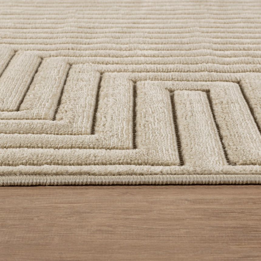 Naoko In- & Outdoor 3D High & Low Pile Textured Beige Rug