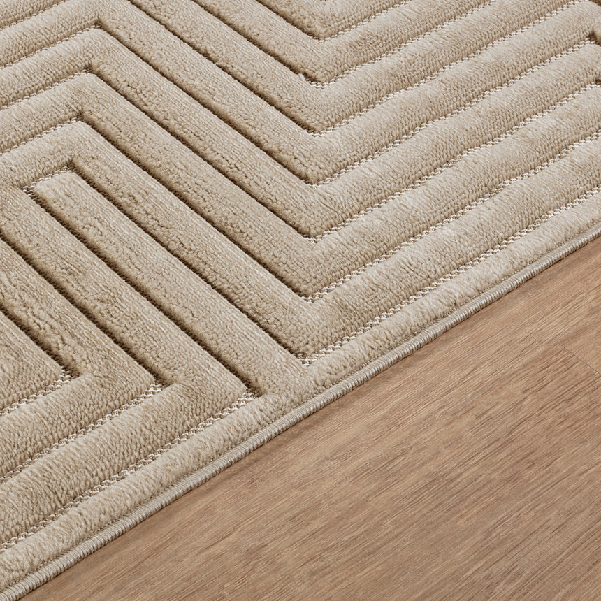 Naoko In- & Outdoor 3D High & Low Pile Textured Beige Rug