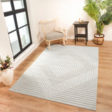 Naoko In- & Outdoor 3D High & Low Pile Textured White Rug