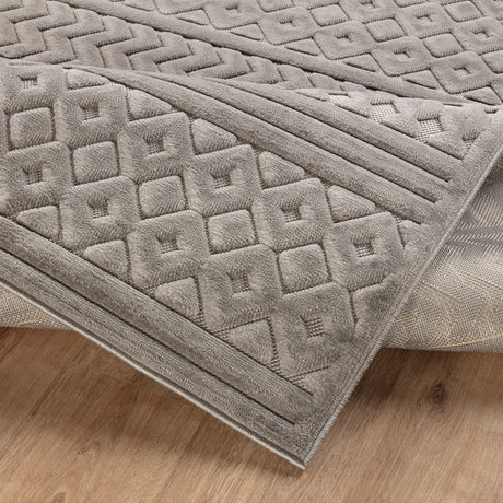 Haruka  In- & Outdoor 3D High & Low Pile Textured Grey Rug - Image 4