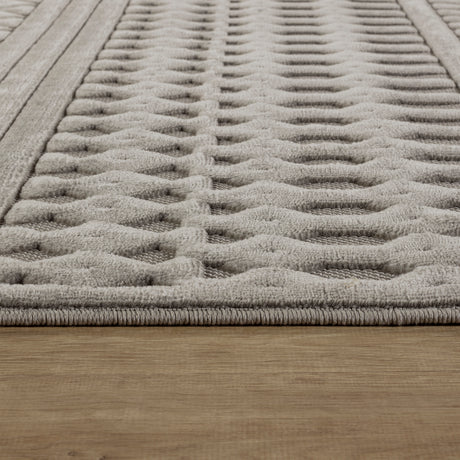 Haruka  In- & Outdoor 3D High & Low Pile Textured Grey Rug - Image 7