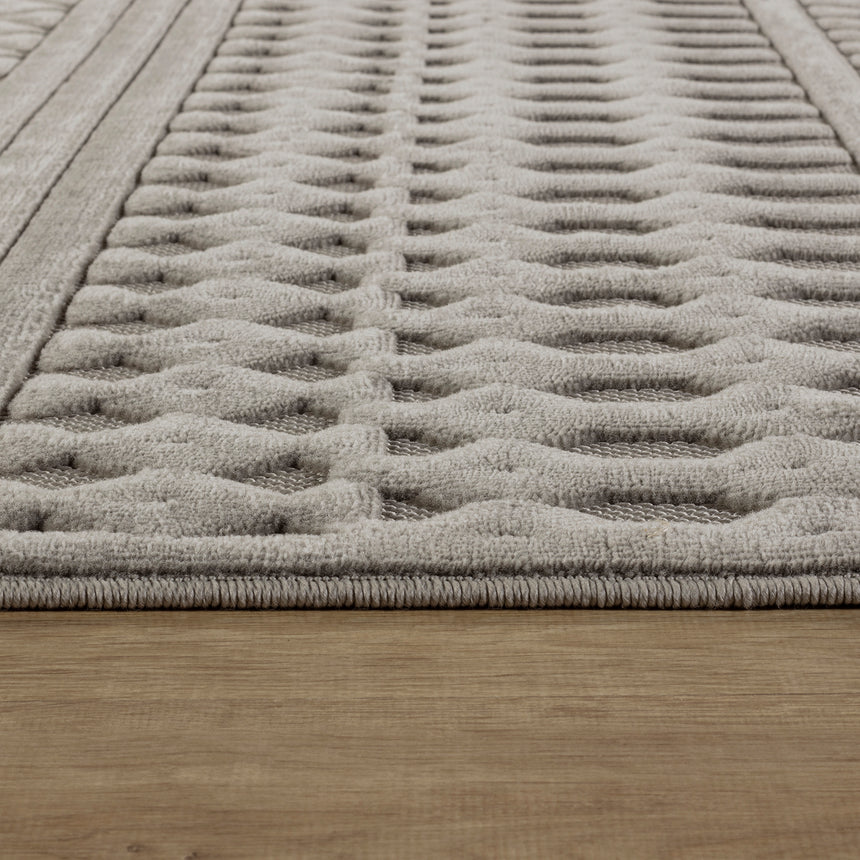 Haruka  In- & Outdoor 3D High & Low Pile Textured Grey Rug