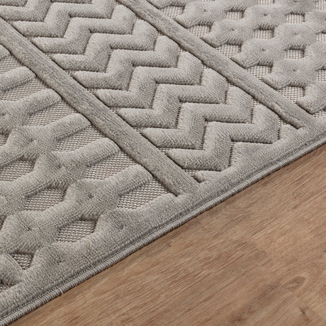 Haruka  In- & Outdoor 3D High & Low Pile Textured Grey Rug - Image 3