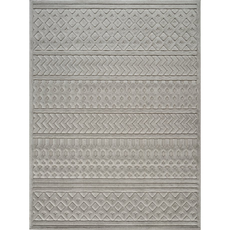 Haruka  In- & Outdoor 3D High & Low Pile Textured Grey Rug - Image 1
