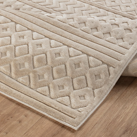 Haruka  In- & Outdoor 3D High & Low Pile Textured Beige Rug - Image 4