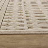 Haruka  In- & Outdoor 3D High & Low Pile Textured Beige Rug