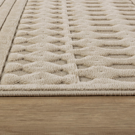 Haruka  In- & Outdoor 3D High & Low Pile Textured Beige Rug - Image 7