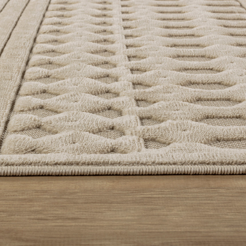Haruka  In- & Outdoor 3D High & Low Pile Textured Beige Rug