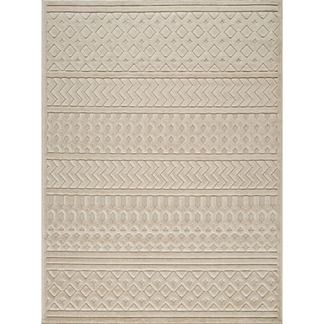 Haruka  In- & Outdoor 3D High & Low Pile Textured Beige Rug - Image 1