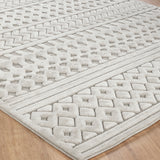 Haruka  In- & Outdoor 3D High & Low Pile Textured White Rug